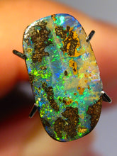 Laden Sie das Bild in den Galerie-Viewer, GEM Boulder Opal sensationelles MULTICOLOR FEUER mit Vorschau VIDEO für Ringstein-Anhänger-Handschmeichler-Anhänger-Sammler-Vitrine