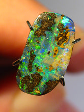 Laden Sie das Bild in den Galerie-Viewer, GEM Boulder Opal sensationelles MULTICOLOR FEUER mit Vorschau VIDEO für Ringstein-Anhänger-Handschmeichler-Anhänger-Sammler-Vitrine