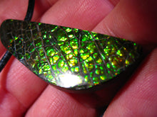 Laden Sie das Bild in den Galerie-Viewer, GEM RARR Ammolite Drachenschuppen Ammolith Anhänger mit Läderband Ein Traum - Repps-Opal