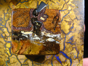 GEM Holz Boulder Matrix Opal Anhänger Doppelseitig A21 - Repps-Opal