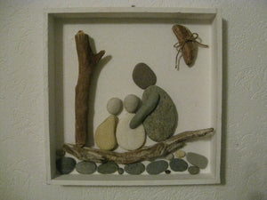 Handgemachtes Natursteinbild Traumsteinbild Liebe Familie Partnerschaft